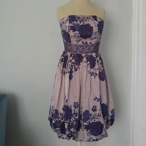 Forever21 Purple floral bubble-hem strapless dress